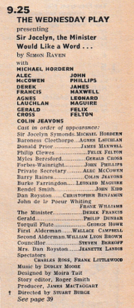 Sir Jocelyn, the Minister Would Like a Word...