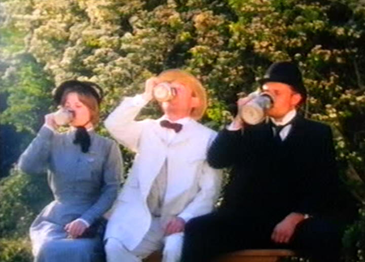 Ken Russell - The Strange Affliction of Bruckner - the three drinking together outside on a bench